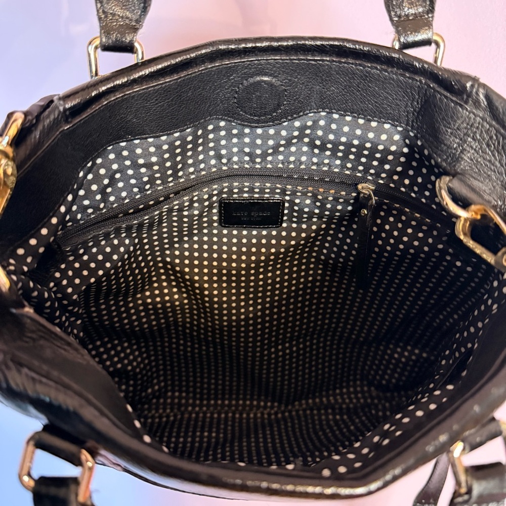 Kate Spade Black Leather Zipper Convertible Crossbody shoulder handbag - Picture 5 of 10